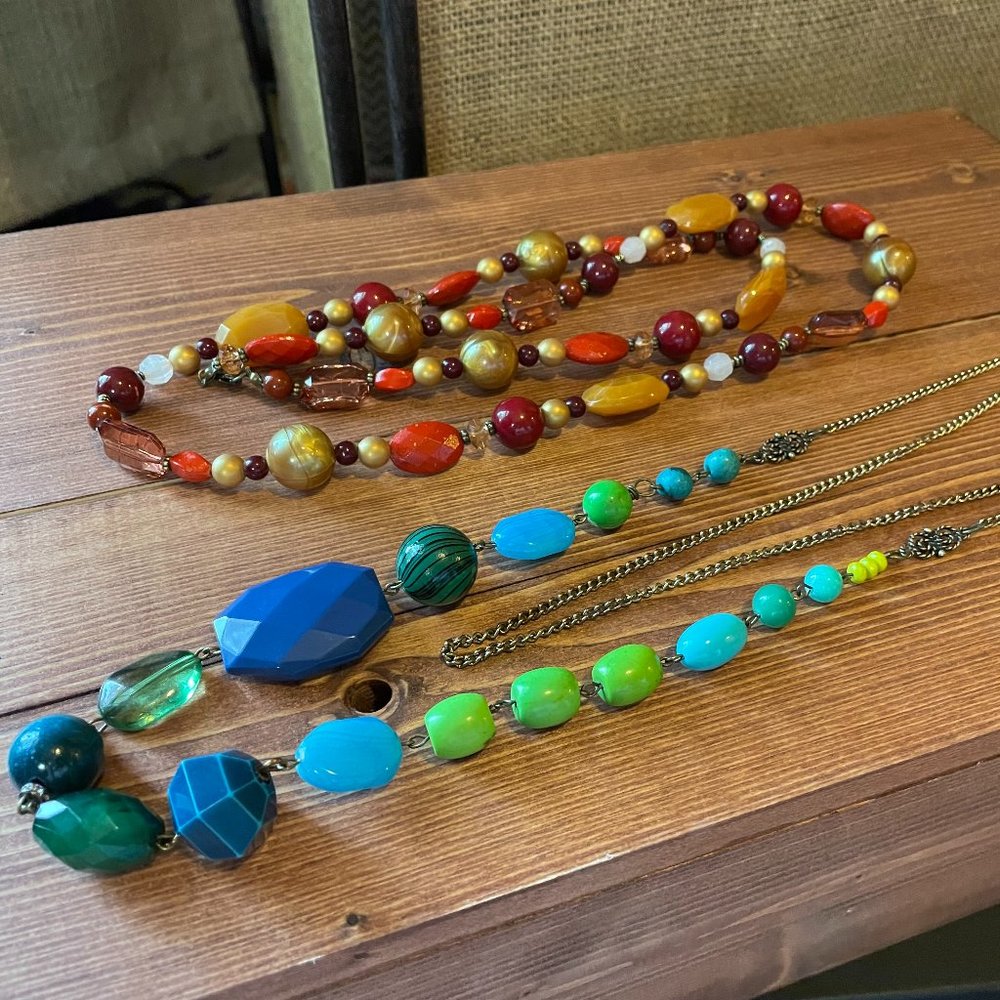 Set of 2 Colorful Costume Bead Necklaces